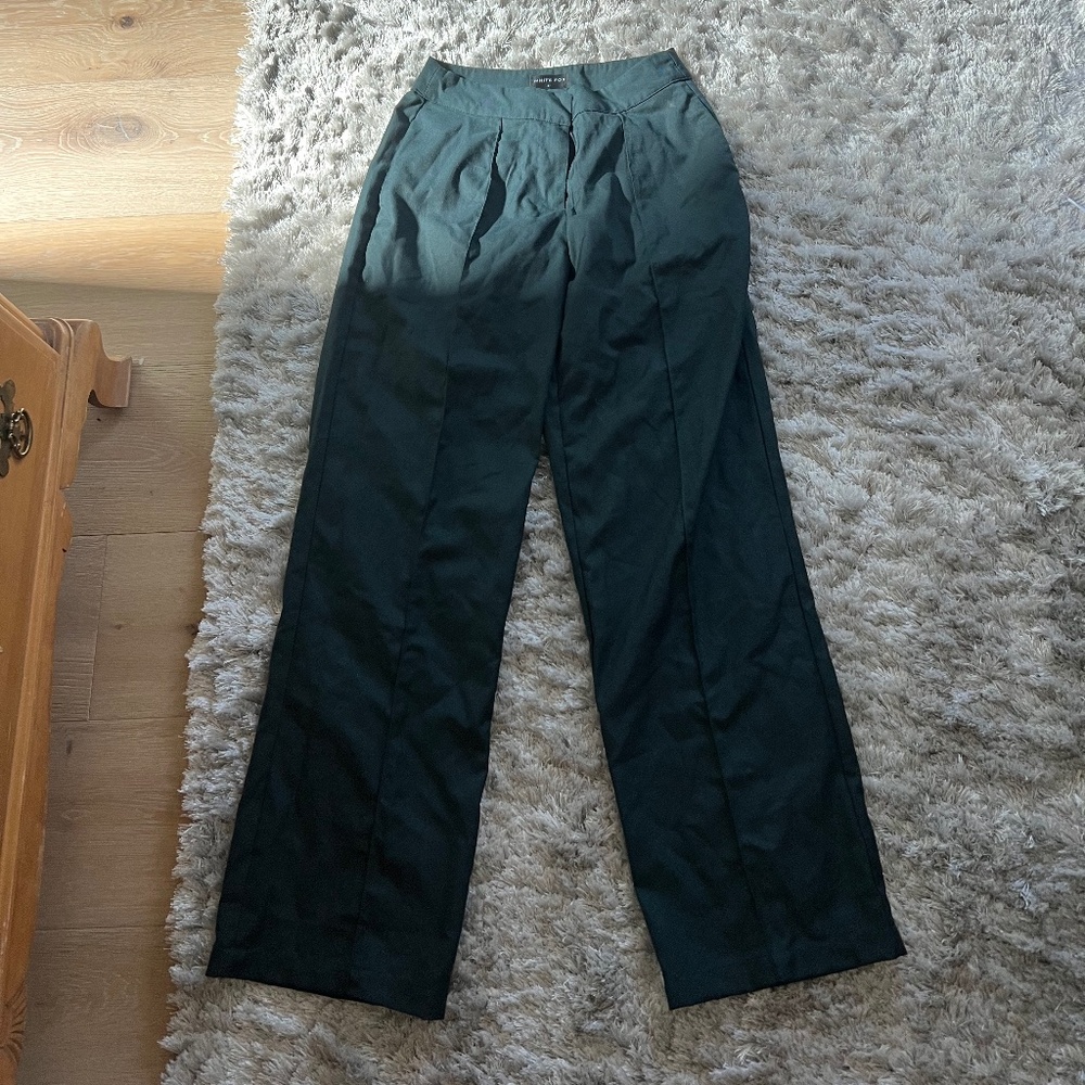 White fox forest green slacks